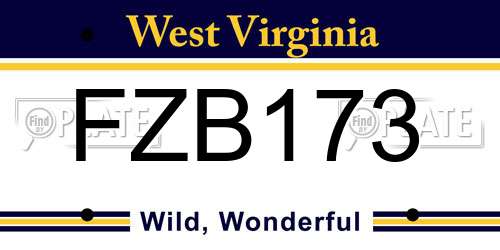FZB173 West Virginia License Plate