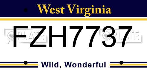 FZH7737 West Virginia License Plate
