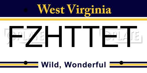 FZHTTET West Virginia License Plate