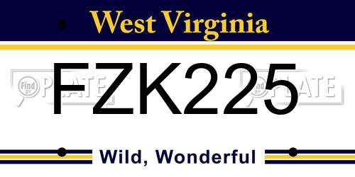 FZK225 West Virginia License Plate