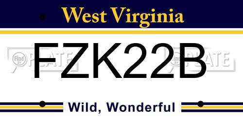 FZK22B West Virginia License Plate