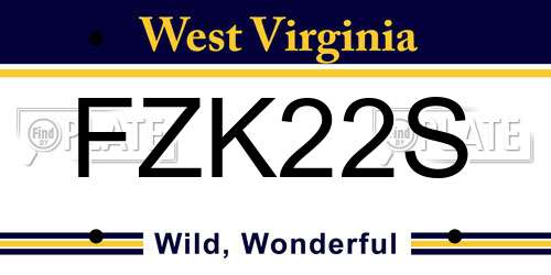 FZK22S West Virginia License Plate