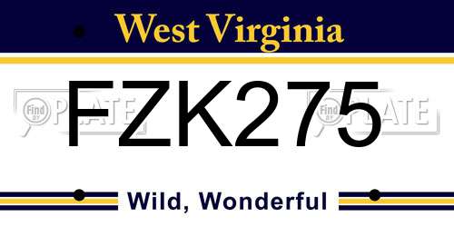 FZK275 West Virginia License Plate