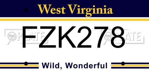 FZK278 West Virginia License Plate