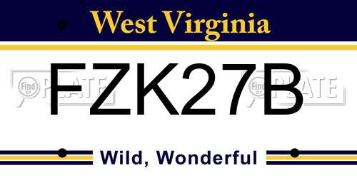 FZK27B West Virginia License Plate