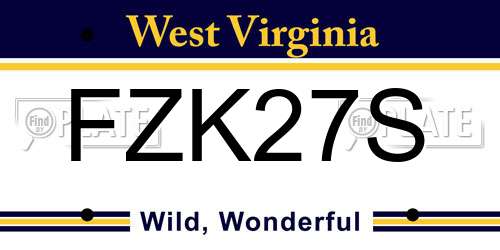 FZK27S West Virginia License Plate