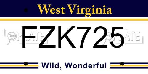 FZK725 West Virginia License Plate