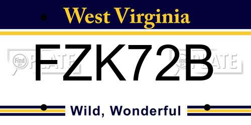 FZK72B West Virginia License Plate