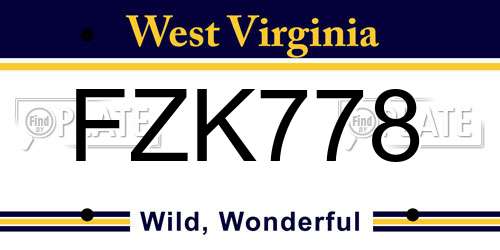 FZK778 West Virginia License Plate