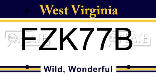 FZK77B West Virginia License Plate