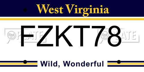 FZKT78 West Virginia License Plate