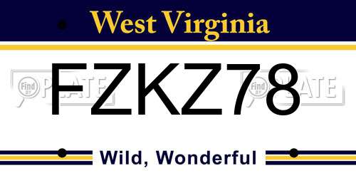 FZKZ78 West Virginia License Plate