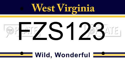 FZS123 West Virginia License Plate