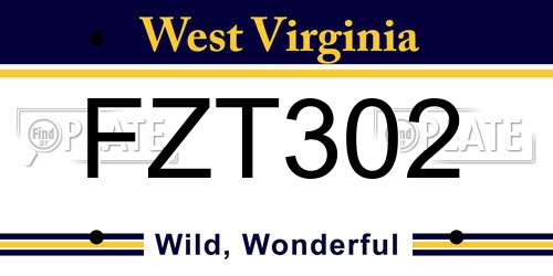 FZT302 West Virginia License Plate