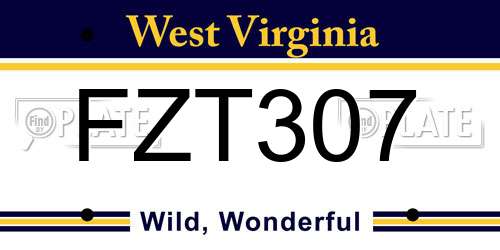 FZT307 West Virginia License Plate