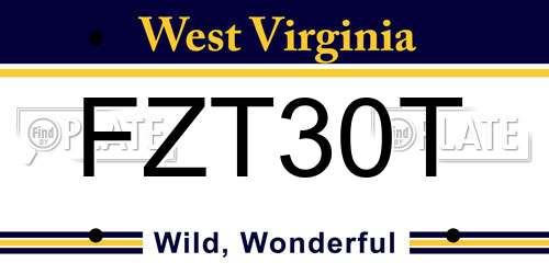 FZT30T West Virginia License Plate