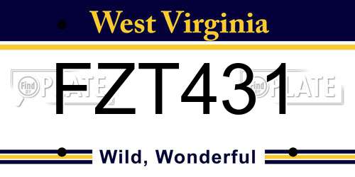 FZT431 West Virginia License Plate