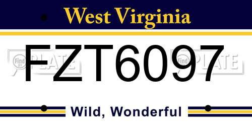 FZT6097 West Virginia License Plate