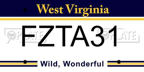 FZTA31 West Virginia License Plate