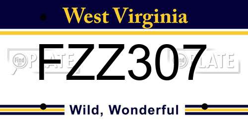FZZ307 West Virginia License Plate