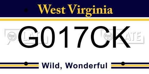 G017CK West Virginia License Plate