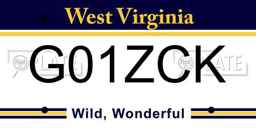 G01ZCK West Virginia License Plate