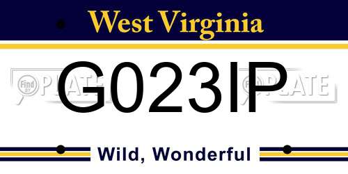 G023IP West Virginia License Plate