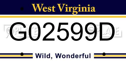 G02599D West Virginia License Plate