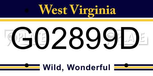 G02899D West Virginia License Plate
