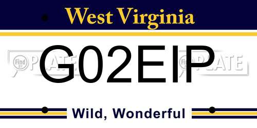 G02EIP West Virginia License Plate