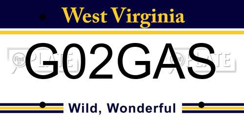 G02GAS West Virginia License Plate