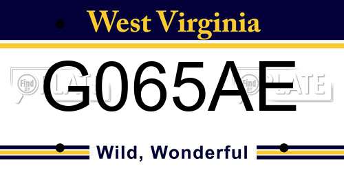 G065AE West Virginia License Plate