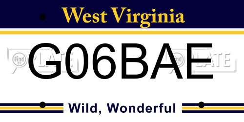 G06BAE West Virginia License Plate