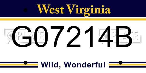 G07214B West Virginia License Plate
