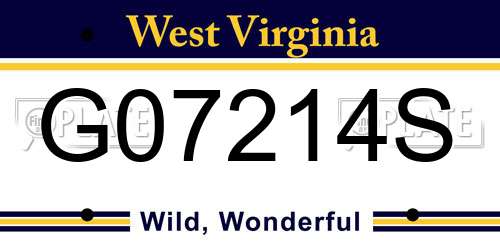 G07214S West Virginia License Plate