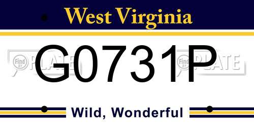 G0731P West Virginia License Plate