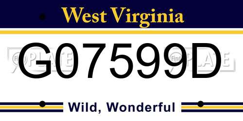 G07599D West Virginia License Plate