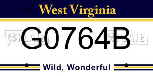 G0764B West Virginia License Plate