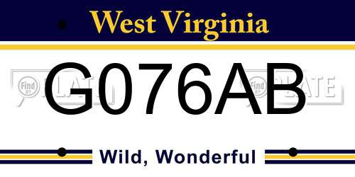 G076AB West Virginia License Plate