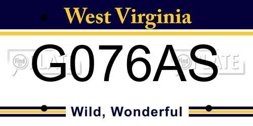 G076AS West Virginia License Plate