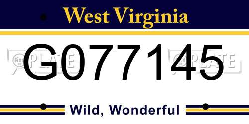 G077145 West Virginia License Plate