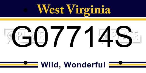 G07714S West Virginia License Plate