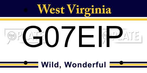 G07EIP West Virginia License Plate