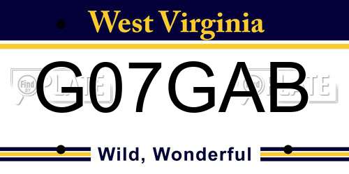 G07GAB West Virginia License Plate