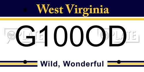 G100OD West Virginia License Plate