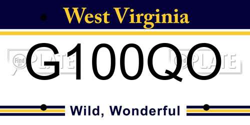G100QO West Virginia License Plate