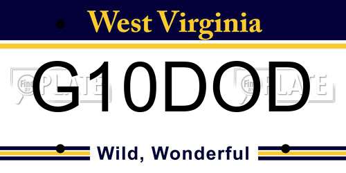 G10DOD West Virginia License Plate