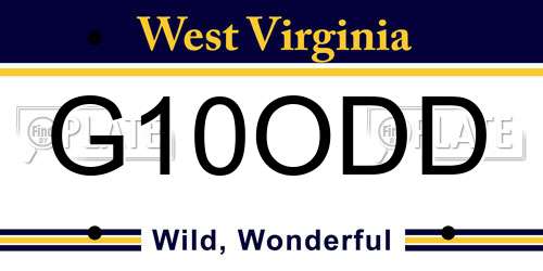 G10ODD West Virginia License Plate