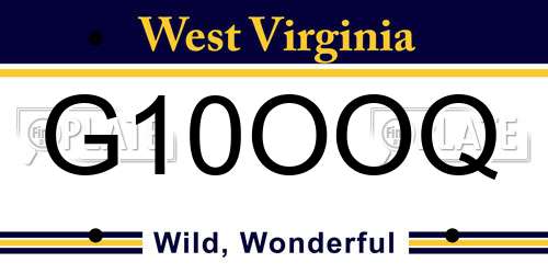 G10OOQ West Virginia License Plate