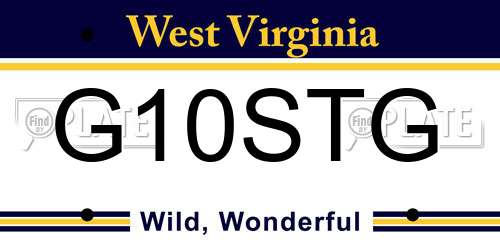 G10STG West Virginia License Plate